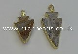 NGP6280 22*35mm - 24*45mm arrowhead druzy agate pendants