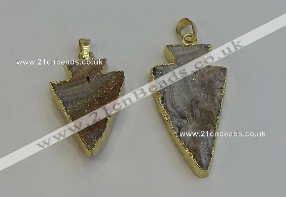 NGP6280 22*35mm - 24*45mm arrowhead druzy agate pendants