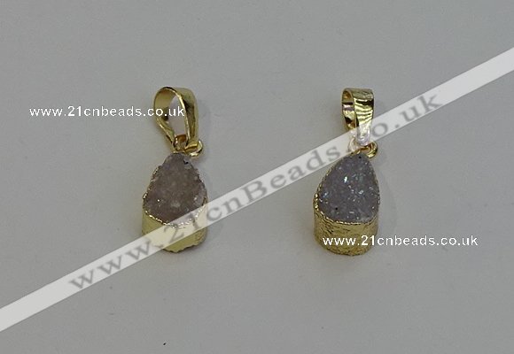 NGP6288 8*12mm teardrop druzy agate gemstone pendants wholesale