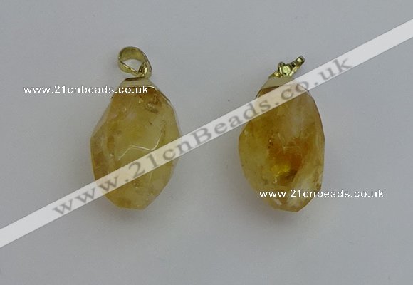 NGP6299 18*30mm - 22*35mm faceted nuggets citrine pendants