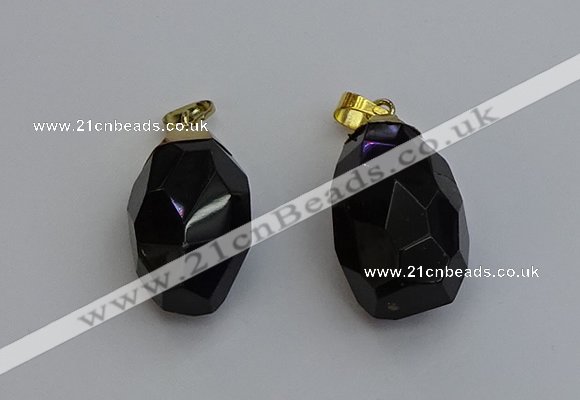 NGP6302 18*30mm - 22*35mm faceted nuggets smoky quartz pendants