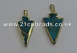 NGP6316 20*35mm - 25*40mm arrowhead sea sediment jasper pendants