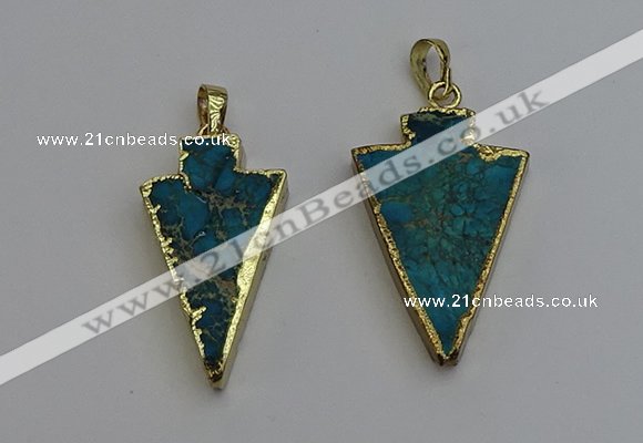 NGP6316 20*35mm - 25*40mm arrowhead sea sediment jasper pendants