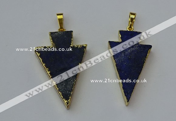 NGP6325 20*40mm - 25*45mm arrowhead lapis lazuli pendants