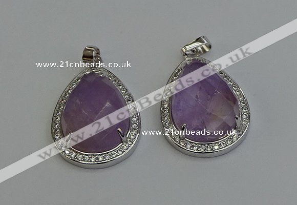 NGP6334 25*30mm teardrop light amethyst pendants wholesale