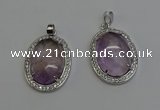 NGP6353 25*30mm oval light amethyst pendants wholesale