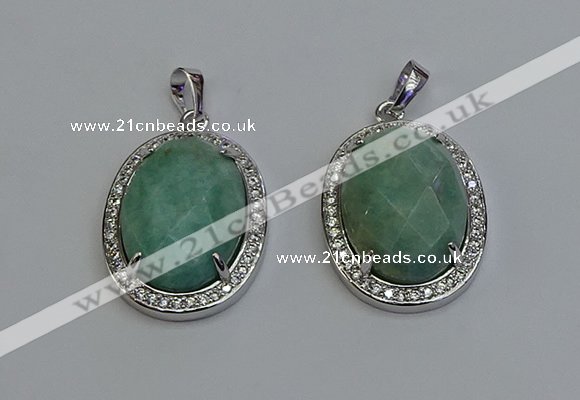 NGP6358 25*30mm oval amazonite gemstone pendants wholesale