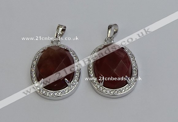 NGP6361 25*30mm oval red rabbit hair pendants wholesale