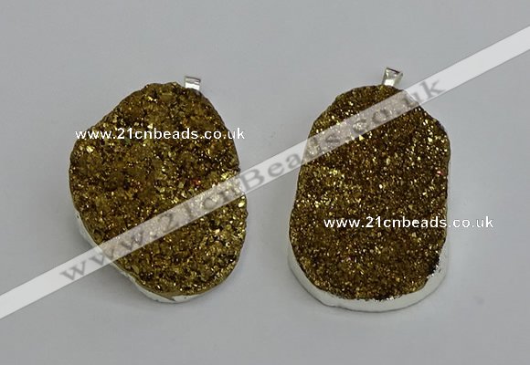 NGP6370 35*40mm - 30*45mm freeform plated druzy agate pendants