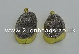 NGP6373 25*35mm - 26*40mm freeform plated druzy agate pendants