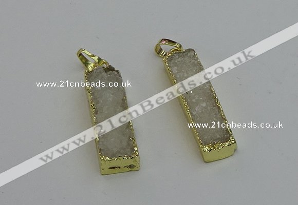 NGP6378 10*40mm - 11*42mm rectangle druzy agate pendants