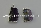 NGP6398 18*30mm - 25*40mm freeform druzy amethyst pendants