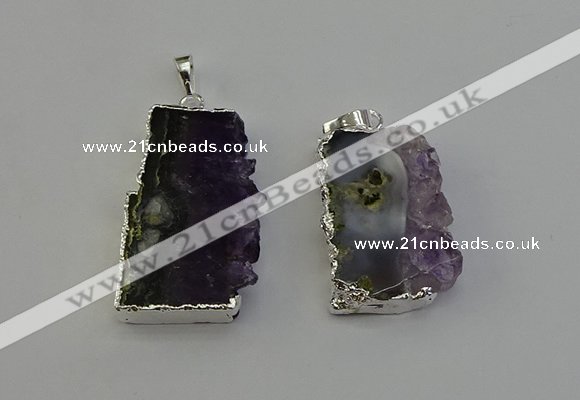 NGP6398 18*30mm - 25*40mm freeform druzy amethyst pendants