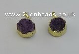 NGP6404 20mm - 22mm coin druzy amethyst pendants wholesale