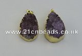 NGP6406 22*30mm - 25*35mm teardrop druzy amethyst pendants