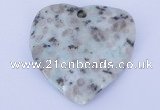 NGP642 5pcs 50*50mm heart kiwi stone pendants jewelry wholesale