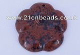 NGP643 5pcs 6*40mm flower mahogany obsidian gemstone pendants