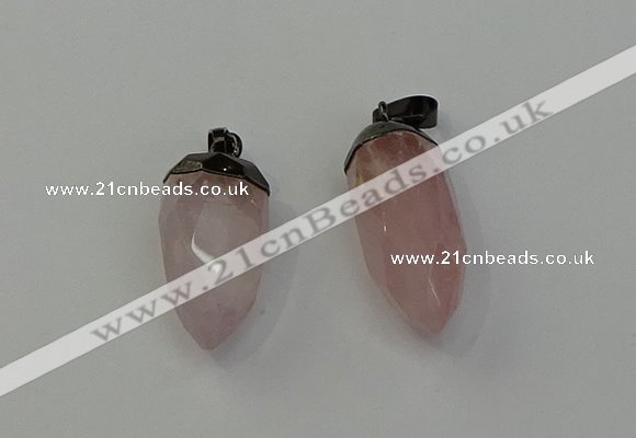 NGP6431 12*24mm - 15*30mm faceted bullet rose quartz pendants