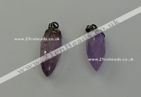 NGP6432 12*24mm - 15*30mm faceted bullet amethyst pendants