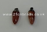 NGP6442 12*24mm - 15*30mm faceted bullet red rabbit hair pendants