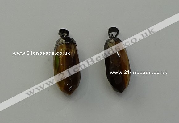 NGP6444 12*24mm - 15*30mm faceted bullet yellow tiger eye pendants