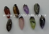 NGP6448 12*24mm - 15*30mm faceted bullet mixed gemstone pendants