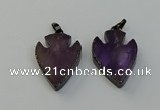 NGP6455 22*28mm - 25*35mm arrowhead amethyst gemstone pendants