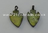 NGP6456 22*28mm - 25*35mm arrowhead green rutilated quartz pendants