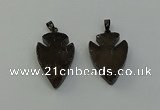 NGP6458 22*28mm - 25*35mm arrowhead smoky quartz pendants