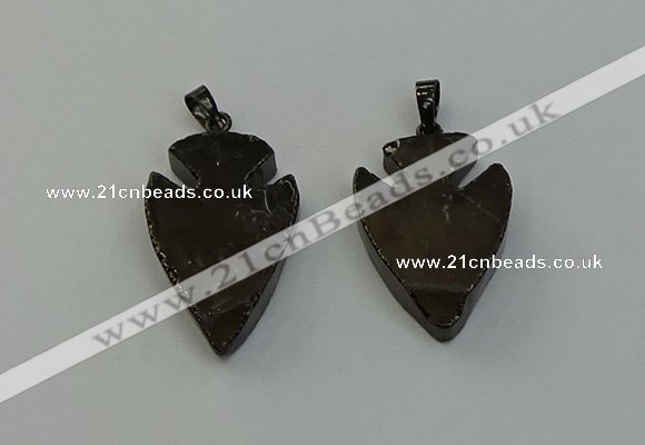 NGP6458 22*28mm - 25*35mm arrowhead smoky quartz pendants