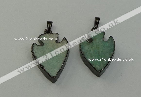 NGP6460 22*28mm - 25*35mm arrowhead amazonite gemstone pendants