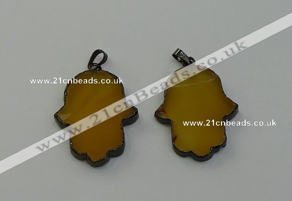 NGP6472 30*40mm hamsahand agate gemstone pendants wholesale