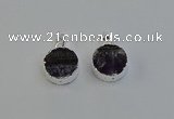 NGP6493 20mm - 22mm coin druzy amethyst pendants wholesale