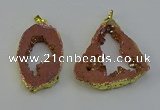 NGP6502 30*40mm - 35*45mm freeform plated druzy agate pendants