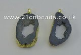 NGP6504 30*40mm - 35*45mm freeform plated druzy agate pendants