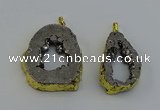 NGP6506 30*40mm - 35*45mm freeform plated druzy agate pendants