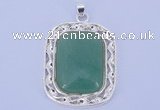 NGP652 5pcs 38*40mm rectangle brass with green aventurine pendants