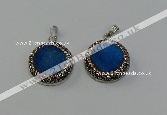 NGP6543 20mm - 22mm coin druzy agate gemstone pendants wholesale