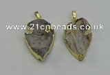 NGP6552 25*35mm - 26*40mm arrowhead druzy agate pendants