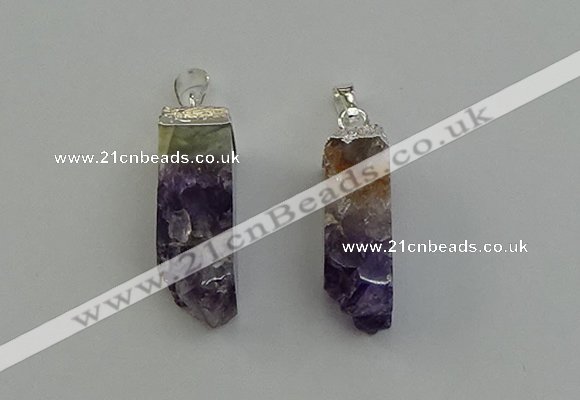 NGP6556 10*20mm - 11*30mm sticks druzy amethyst pendants