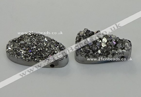 NGP6571 25*40mm - 26*42mm freeform plated druzy agate pendants