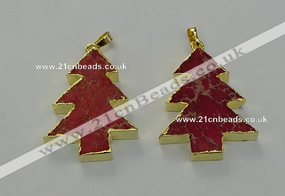 NGP6576 30*40mm - 32*40mm Christmas tree sea sediment jasper pendants