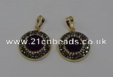 NGP6585 22mm - 22mm coin plated druzy agate gemstone pendants