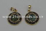 NGP6587 22mm - 22mm coin plated druzy agate gemstone pendants