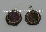 NGP6594 28mm - 30mm flower plated druzy agate gemstone pendants