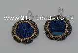 NGP6595 28mm - 30mm flower plated druzy agate gemstone pendants