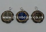 NGP6598 28mm - 30mm flower plated druzy agate gemstone pendants