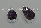 NGP6604 20*25mm - 20*30mm freeform druzy amethyst pendants