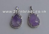 NGP6608 22*30mm faceted teardrop light amethyst gemstone pendants