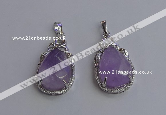 NGP6608 22*30mm faceted teardrop light amethyst gemstone pendants